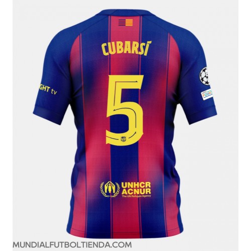 Camiseta Barcelona Pau Cubarsi #5 Primera Equipación Replica 2025-26 mangas cortas